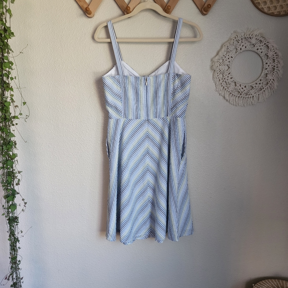 Draper James Seersucker A-Line Bowfront Striped Mini Dress Size 6 EUC - Picture 6 of 7
